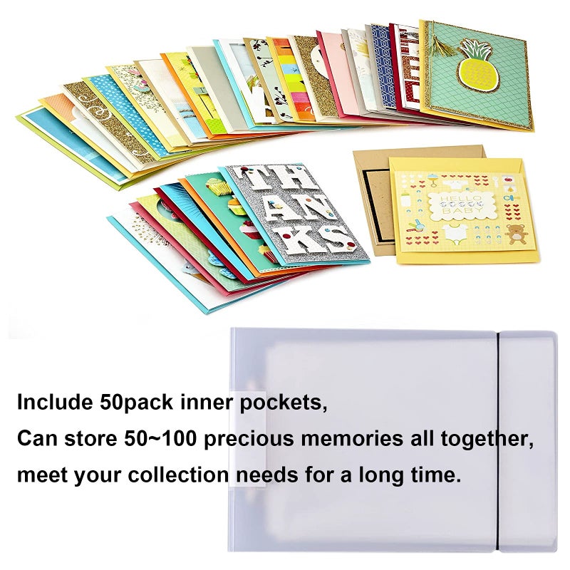 NILSTOREY Greeting Card Organizer  Holds 50+ Pages 2 Ring Binder Transparent Postcard Film Photo Album Ticket Photocards Holder Pocket Sleeves (B5 Type) - Image 4
